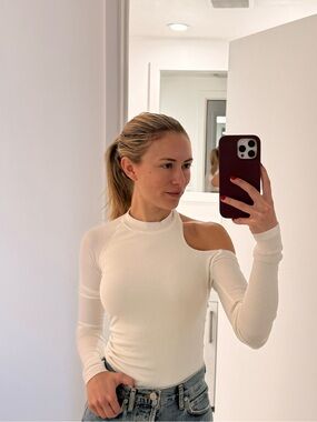 ALIX NYC White Long Sleeve Bodysuit